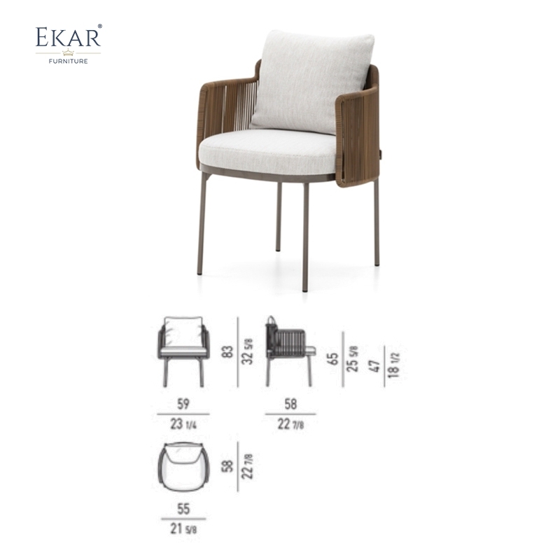 Modern Outdoor Rattan Dining Chair with Steel Frame, Stackable Patio Seating