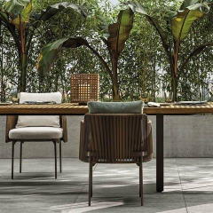 Modern Outdoor Rattan Dining Chair with Steel Frame, Stackable Patio Seating