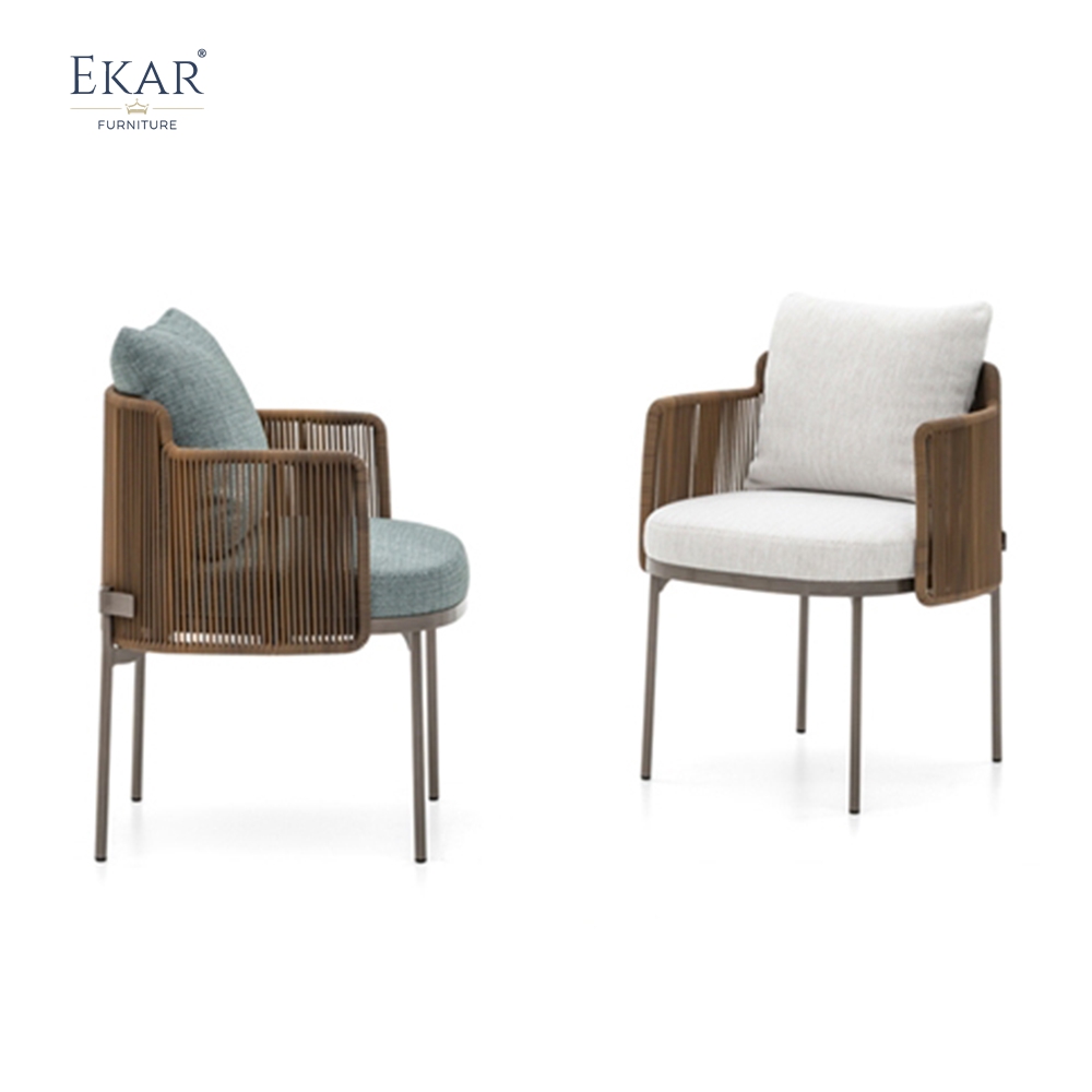 Modern Outdoor Rattan Dining Chair with Steel Frame, Stackable Patio Seating
