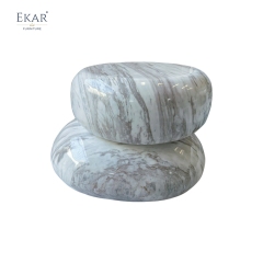 Modern Outdoor Natural Stone Coffee Table, All-Weather Patio Centerpiece