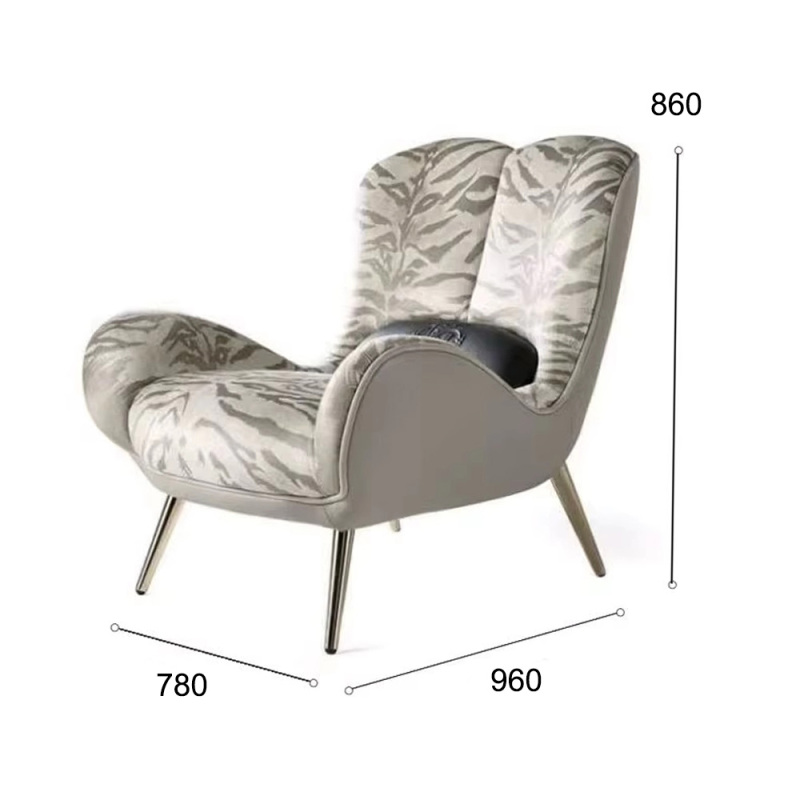 Modern Brass Lounge Chair with Fabric and Ultra-Fine Detailing
