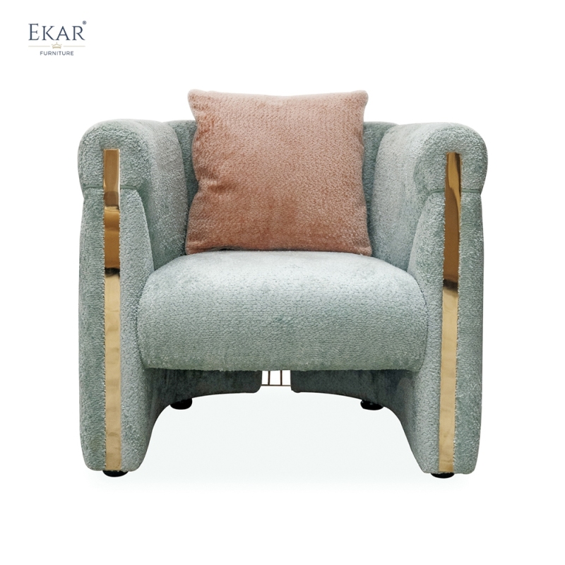 Modern living room furniture stylish hardware brushed champagne gold leisure chair