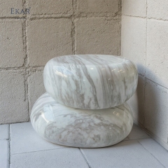 Modern Outdoor Natural Stone Coffee Table, All-Weather Patio Centerpiece