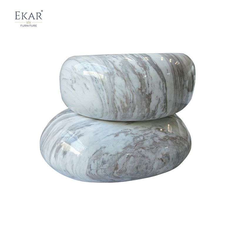 Modern Outdoor Natural Stone Coffee Table, All-Weather Patio Centerpiece