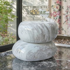 Modern Outdoor Natural Stone Coffee Table, All-Weather Patio Centerpiece