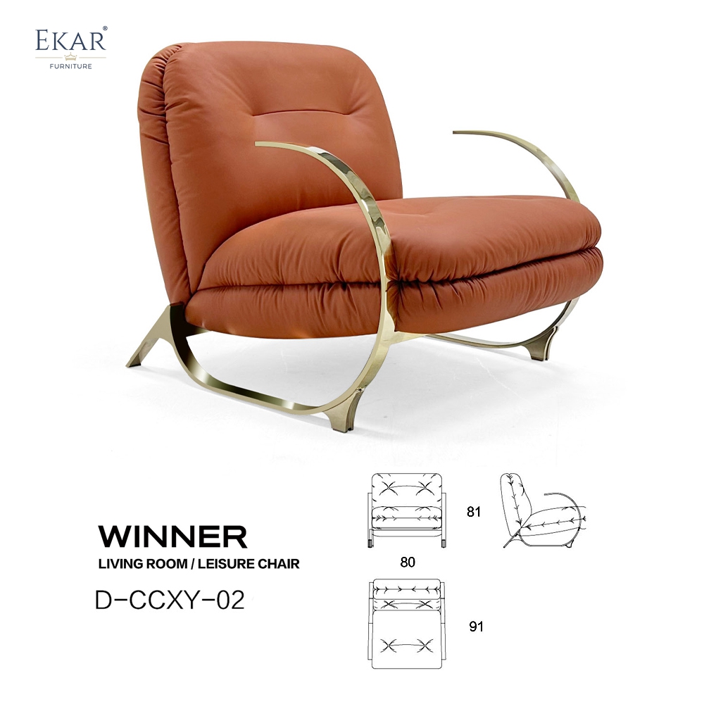 Elegant Brass Lounge Chair with Embossed Craftsmanship