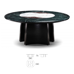 Indian large flower green + violet red + Hanjiang snow marble pattern marble round dining table