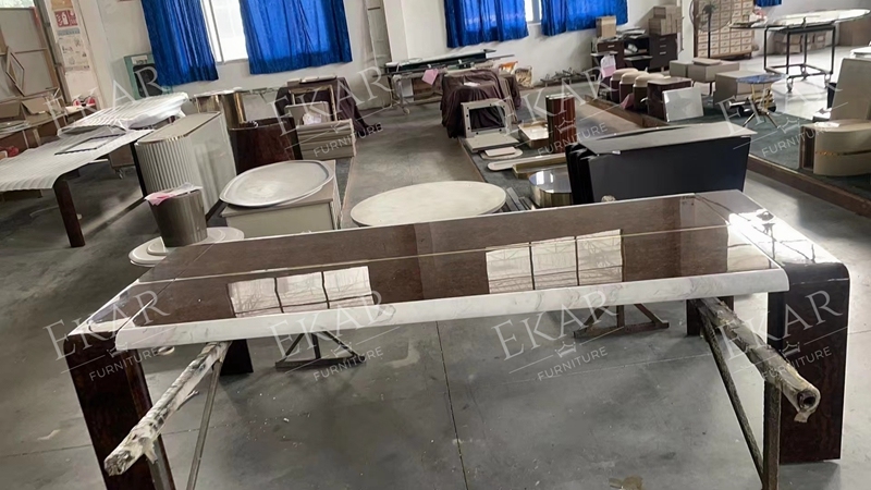 Modern high-gloss marble high-end furniture dining table