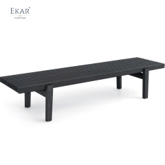 Modern Solid Wood Outdoor Bench with Fabric Cushion, Weather-Resistant