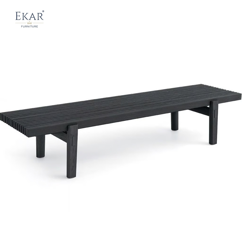 Modern Solid Wood Outdoor Bench with Fabric Cushion, Weather-Resistant