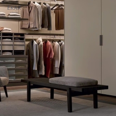 Modern Solid Wood Outdoor Bench with Fabric Cushion, Weather-Resistant