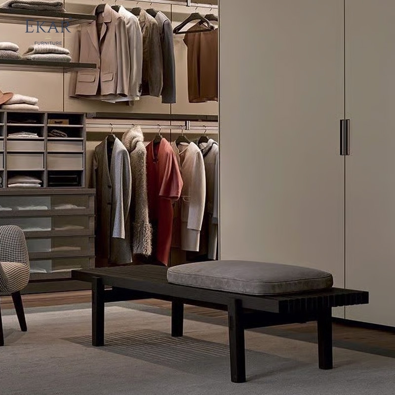 Modern Solid Wood Outdoor Bench with Fabric Cushion, Weather-Resistant