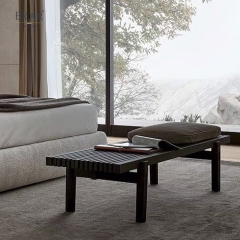 Modern Solid Wood Outdoor Bench with Fabric Cushion, Weather-Resistant