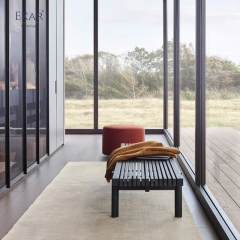 Modern Solid Wood Outdoor Bench with Fabric Cushion, Weather-Resistant