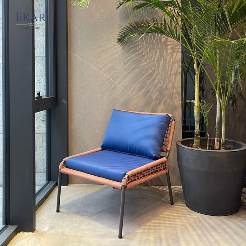 All-Weather Lounge Chair - PE Rattan & Fabric Cushion on Steel Frame