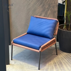 All-Weather Lounge Chair - PE Rattan & Fabric Cushion on Steel Frame