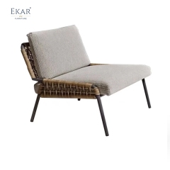 All-Weather Lounge Chair - PE Rattan & Fabric Cushion on Steel Frame
