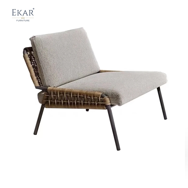 All-Weather Lounge Chair - PE Rattan & Fabric Cushion on Steel Frame