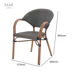 PE Rattan Dining Chair - Stackable Outdoor Metal Frame Seating