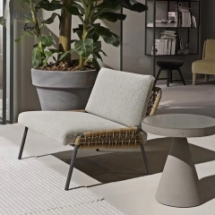 All-Weather Lounge Chair - PE Rattan & Fabric Cushion on Steel Frame