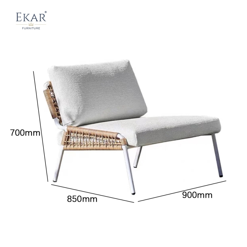 All-Weather Lounge Chair - PE Rattan & Fabric Cushion on Steel Frame