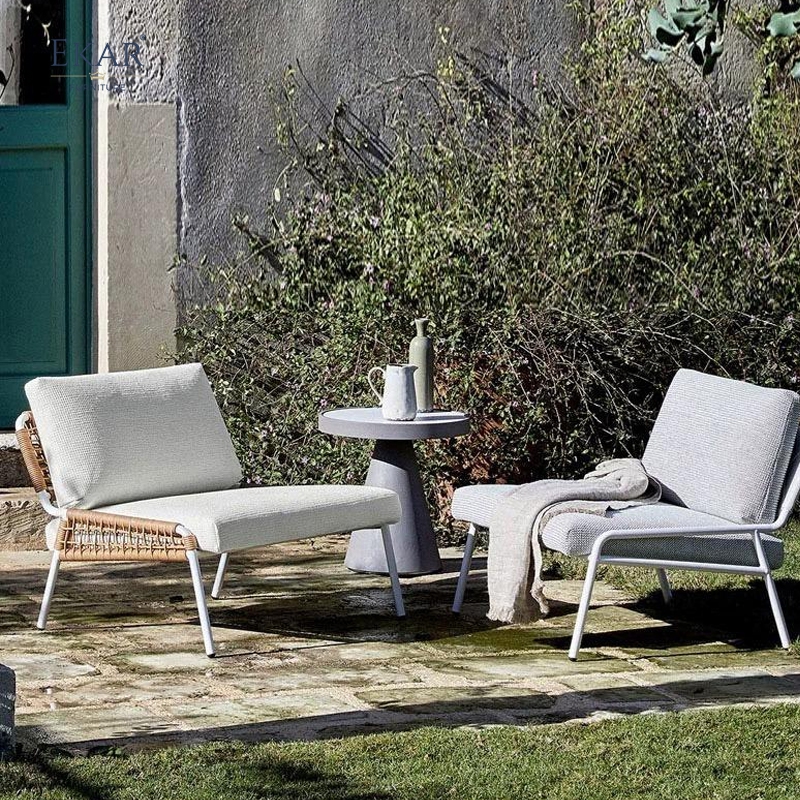 All-Weather Lounge Chair - PE Rattan & Fabric Cushion on Steel Frame