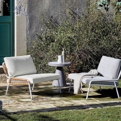 All-Weather Lounge Chair - PE Rattan & Fabric Cushion on Steel Frame