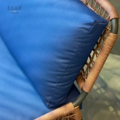 All-Weather Lounge Chair - PE Rattan & Fabric Cushion on Steel Frame