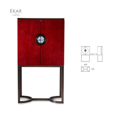Antique Style Storage Cabinet with Metal Base for Living Rooms