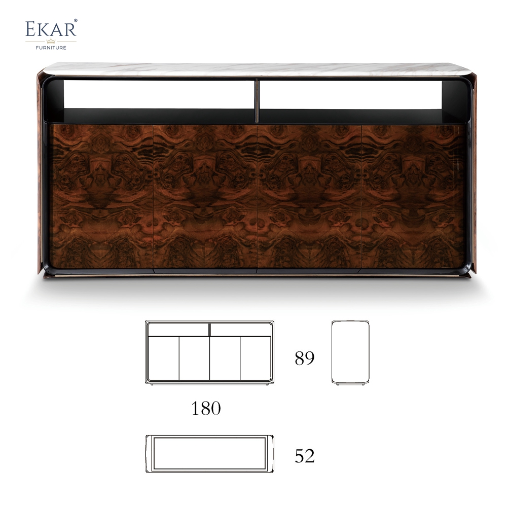 Solid Wood Marble Top Sideboard