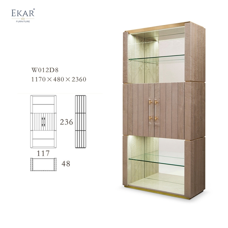 High gloss glass cabinet for luxury living room in modern design style