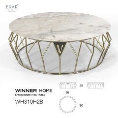 Marble and Metal Corner Coffee Table