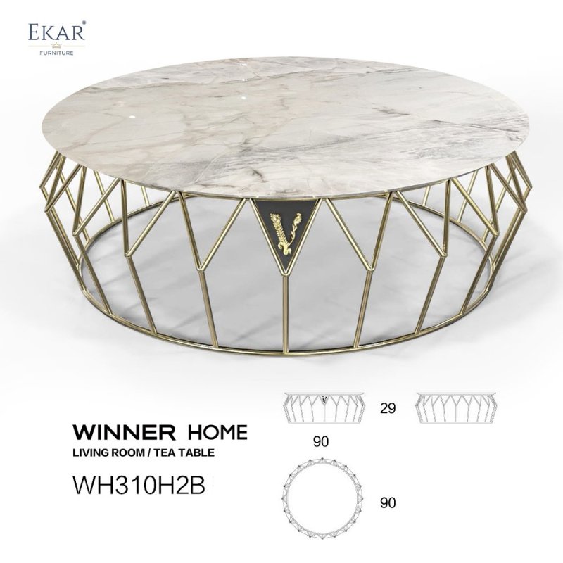 Marble and Metal Corner Coffee Table