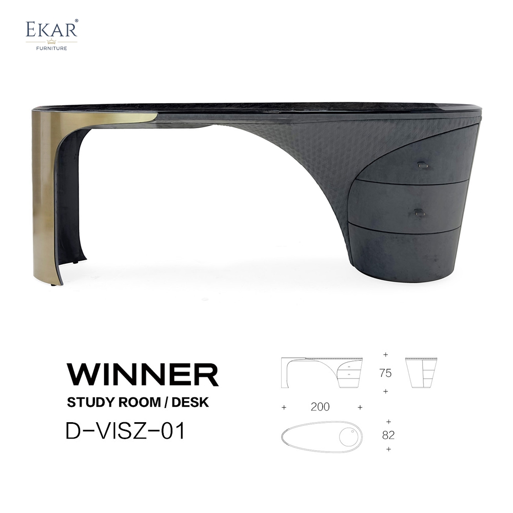 Stylish Black Marble Desk – Modern Versace Style Desk for Home Office