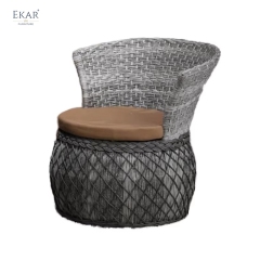 Coastal Woven Rattan Outdoor Set - Sunset Lounge Chairs & Side Table for Resort Villas & Hotel Terraces