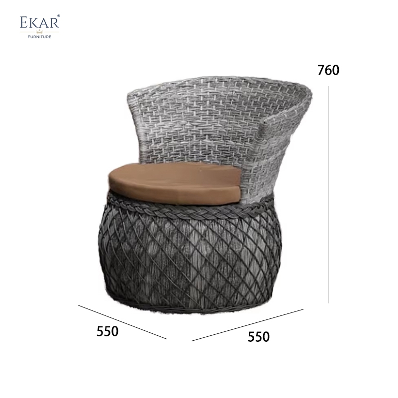 Coastal Woven Rattan Outdoor Set - Sunset Lounge Chairs & Side Table for Resort Villas & Hotel Terraces