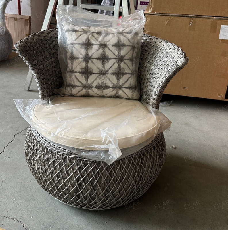 Coastal Woven Rattan Outdoor Set - Sunset Lounge Chairs & Side Table for Resort Villas & Hotel Terraces