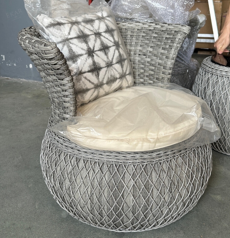 Coastal Woven Rattan Outdoor Set - Sunset Lounge Chairs & Side Table for Resort Villas & Hotel Terraces