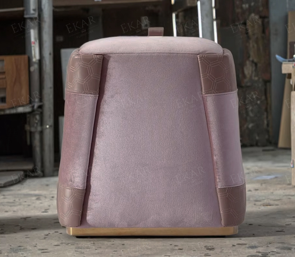 Metal Base Pink Leather Dressing Stool