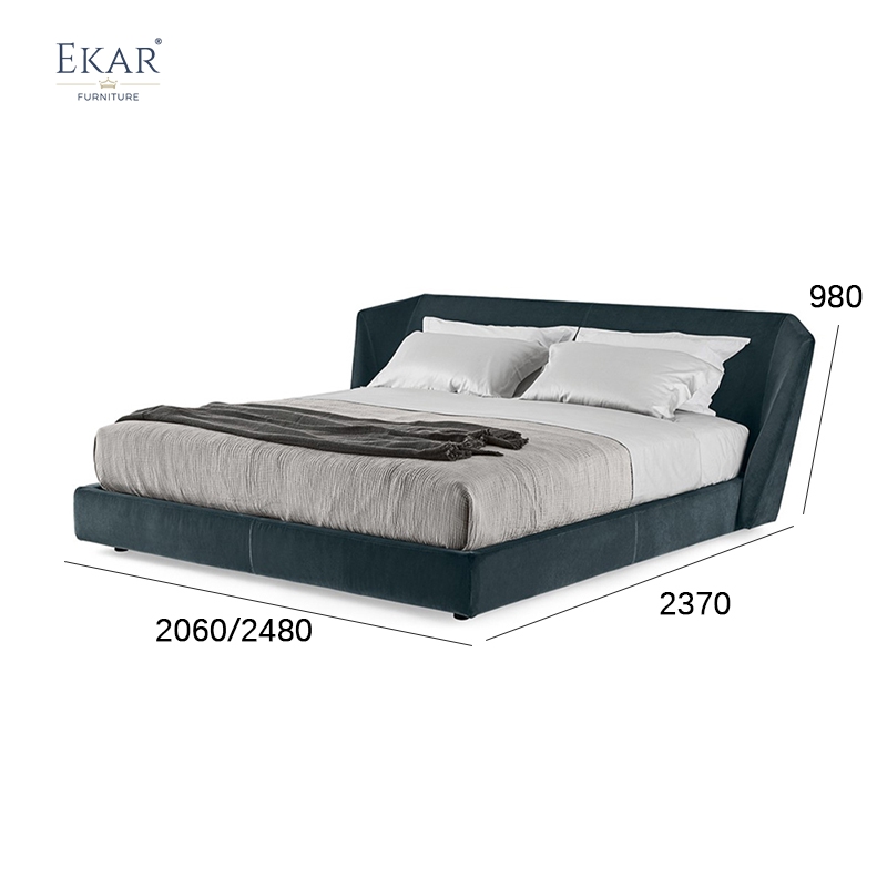Ekar Furniture Modern Minimalist Solid Wood &amp; Fabric Bed