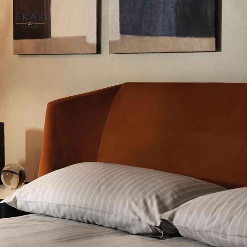 Ekar Furniture Modern Minimalist Solid Wood &amp; Fabric Bed