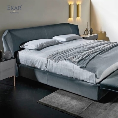 Ekar Furniture Modern Minimalist Solid Wood &amp; Fabric Bed