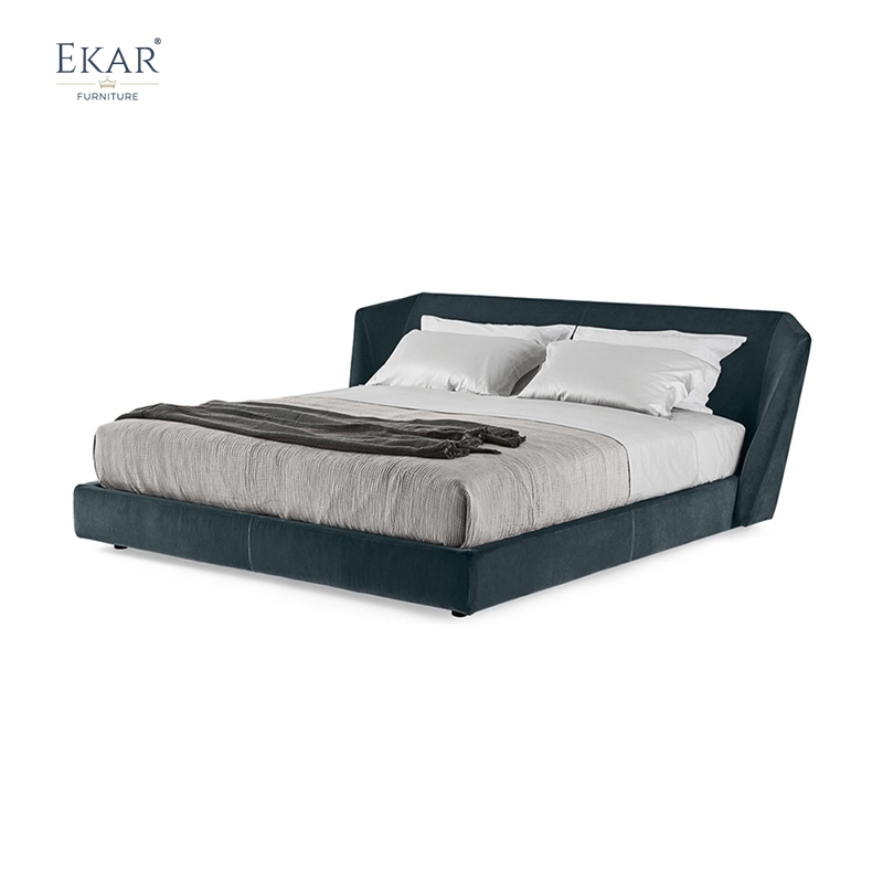 Ekar Furniture Modern Minimalist Solid Wood &amp; Fabric Bed