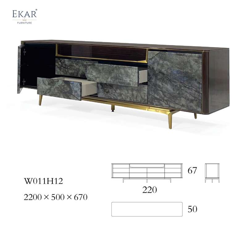Modern Blue Emerald Marble TV Stand