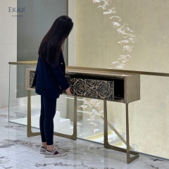 Metal Base Console Table - Stylish Entrance Decor for Modern Homes