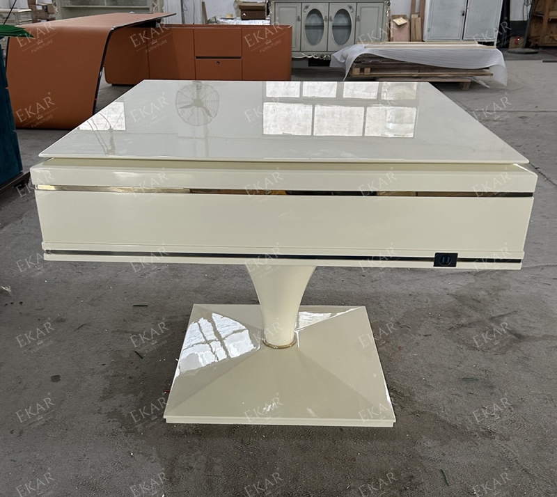 Modern Mahjong Table with Felt Surface and Wooden Frame