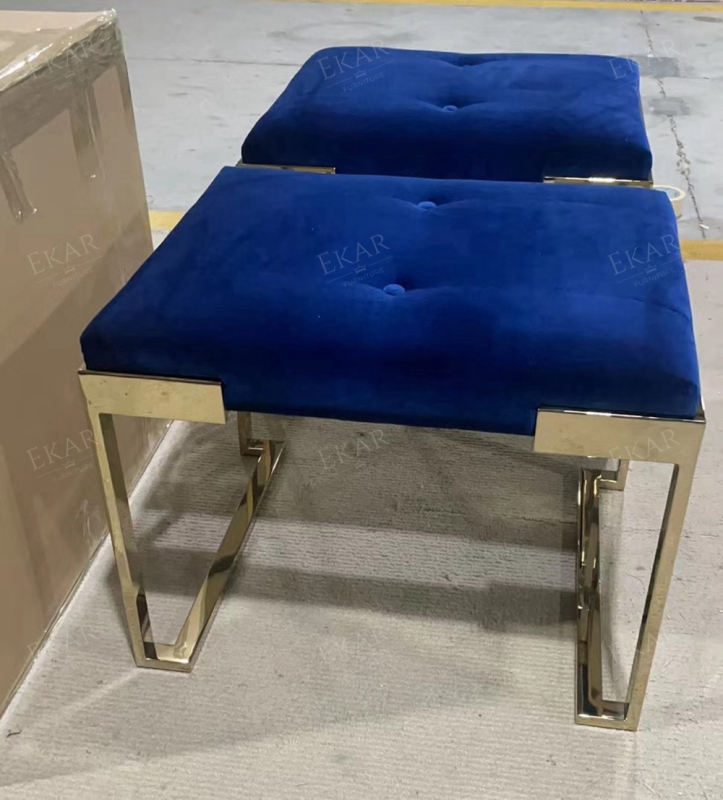 Modern Simple Metal Frame Upholstered Dressing Stool