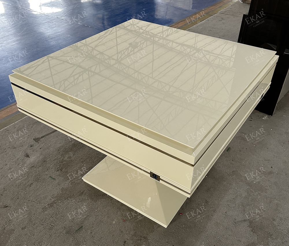 Modern Mahjong Table with Felt Surface and Wooden Frame