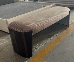 Elegant Bed End Stool with Iron Base and Upholstered Fabric Seat by EKAR FURNITURE