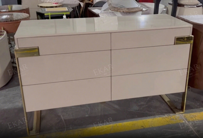 Modern Luxury Metal Base 6 Drawer Chest Cabinet